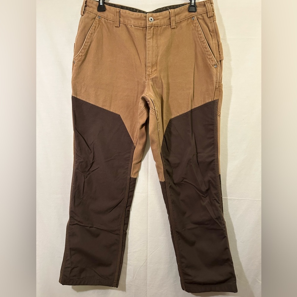 Duluth Trading Co Cotton Canvas Tan & Brown Briar Pants Size 38